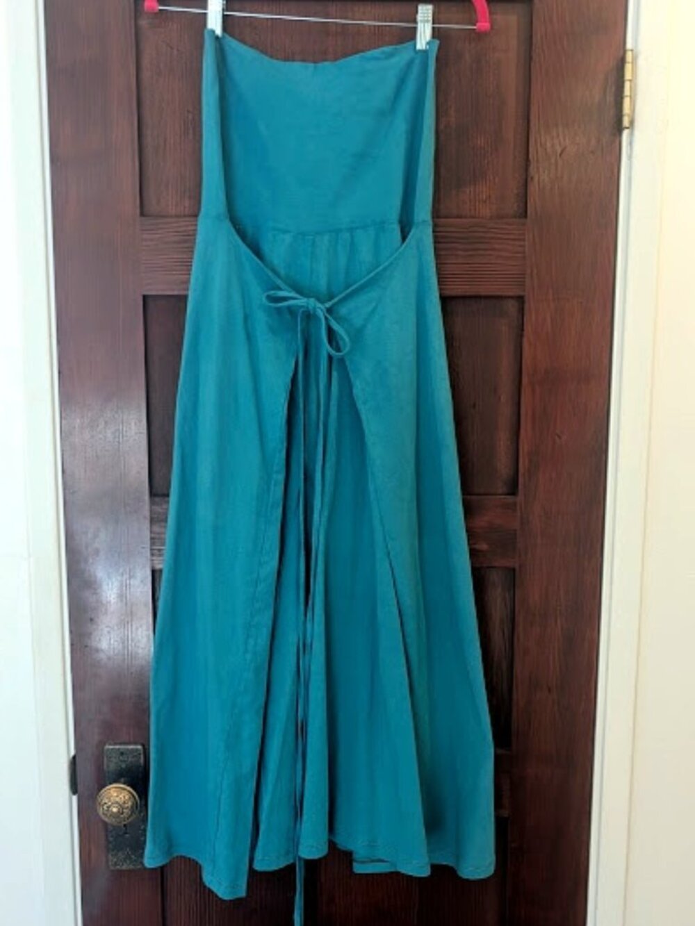 Small Turquoise Bohemian Folk Wrap Pants Light Weight Stretch Hemp Cotton Lycra